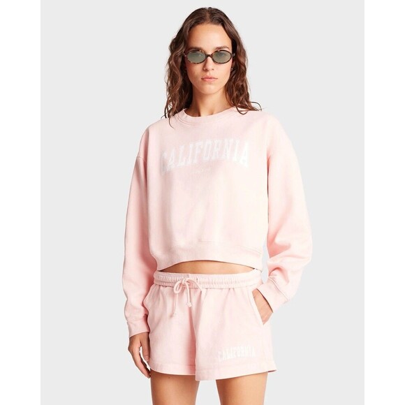 Sporty & Rich California Cropped Crewneck Ballet White Oversized Women’s Medium - Picture 1 of 13